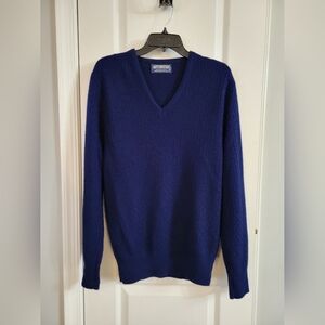 Puritan Men's V-Neck Cable Knit Long Sleeve Sweater Navy Blue Size Medium
